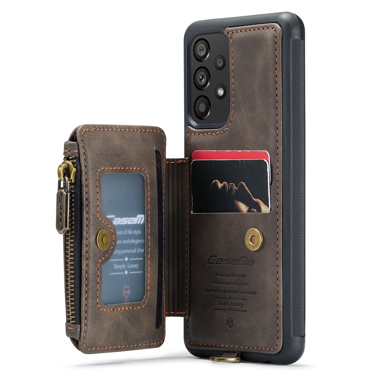 CASEME C20 Series for Samsung Galaxy A34 5G RFID Blocking Anti-fall Phone Cover Zipper Pocket Kickstand Phone Case with Strap CASEME C20 Series for Samsung Galaxy A34 5G RFID Blocking Anti-fall Phone Cover Zipper Pocket Kickstand Phone Case with Strap